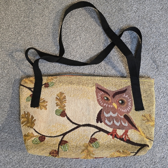 Handmade Owl Tapestry Handbag Nature Lightweight Cottagecore Boho - Picture 9 of 9